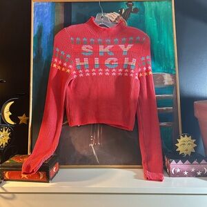 BDG Red Sky High Knit Sweater Medium